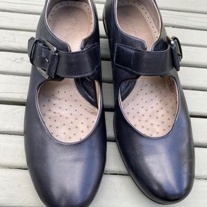 ECCO Black Mary Jane Heel Pumps Shoes Leather Sz 37